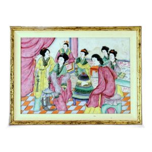 A Chinese export famille rose porcelain plaque, 20th century,…