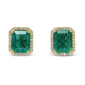 Emerald and Diamond Cluster Earrings - Earrings - Jewellery