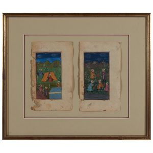 A pair of Islamic manuscript Pages, circa 19th century, gouache…