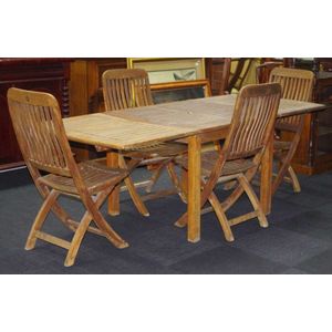 Teak 5 piece outdoor setting, comprising of 4 fold away chairs…