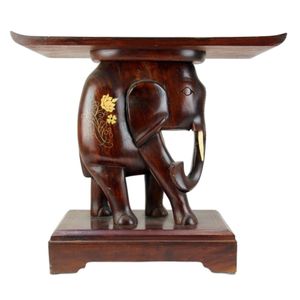 Carved Teak Elephant Side Table or Stool, Mid 20th Century - Tables ...