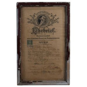 (Judaica) December 1894 certificate of Apprenticeship of the…