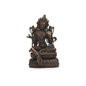 A bronze seated figure of a Green Tara, 26 cm high
