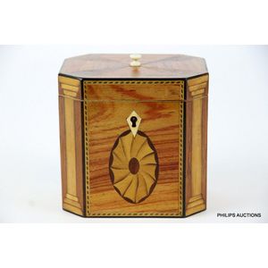 A George III Partridge wood tea caddy, early 19th century, of…