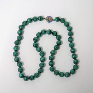 Malachite Bead Necklace with Cloisonne Clasp - Necklace/Chain - Jewellery