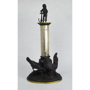 French cast iron desk thermometer circa 1870, height 36 cm