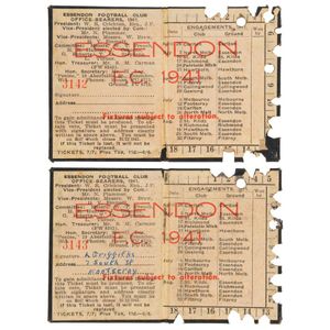 Essendon: 1941 member's season Tickets (2) Consecutively…