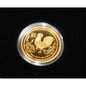 Australian 2017 1/10th proof gold coin Year of the Rooster,