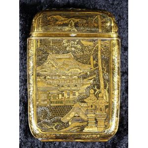Vintage Japanese Niello cigarette case extensively decorated…