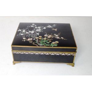 Japanese Cloisonne Music Box with Bird and Blossom Decoration ...