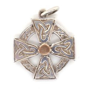 Sterling silver Irish Celtic cross fob medal by Hopkins &…