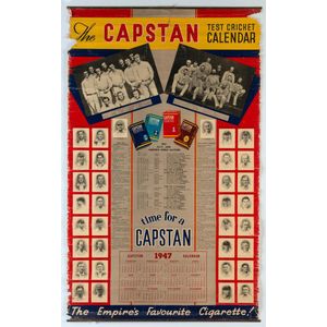 1947 Capstan test cricket Calender: poster-sized calender…
