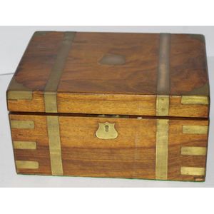 Vintage cedar brass bound writing slope fitted interior, height…