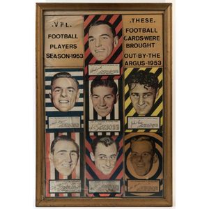 1953 Argus 'Football Portraits': display comprising seven cards…