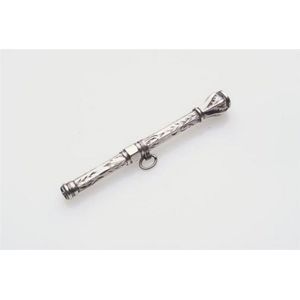 A sterling silver seal top telescopic pencil, amethyst inset, 7.…