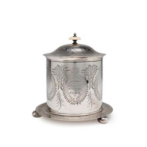 1876 Melbourne Bowling Club Trophy: Silver-plated Biscuit…