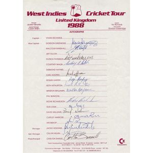 West Indies: Team sheets comprising 1988 to England; 1991-92 to&hellip;