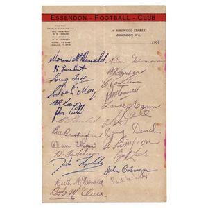 Essendon: 1951 'Essendon Football Club' letterhead with 24…