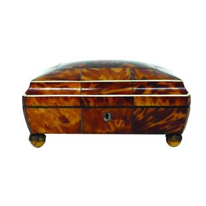 A rare George III quality tortoiseshell fitted sewing box,…
