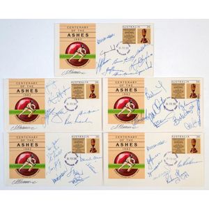 Player signatures: on Centenary of the Ashes (1982) envelopes…