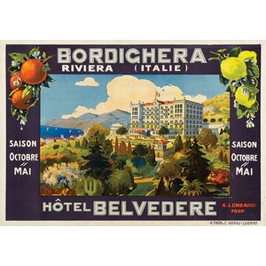 C Valerio (Italian), Hotel Belvedere-Bordighera Riviera Italie,…