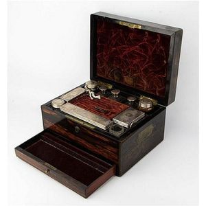 Victorian rosewood cased gentlemans travel case with a hinged…