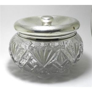 A sterling silver lidded crystal trinket box, Deakin & Francis,…