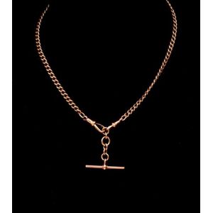 Antique 9ct rose gold fob chain and t 
