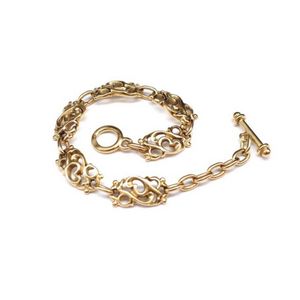 9ct rose gold panelled bracelet with oval belcher chain, and…