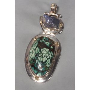 Large sterling silver and crystal pendant, set with purple…