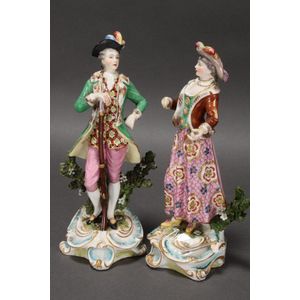 A PAIR OF CHELSEA FIGURES OF SIGHT AND SMELL