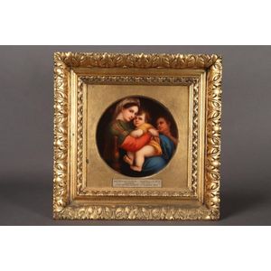 19th century porcelain panel after Raphael, depicting Madonna…