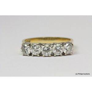 Modern Five Stone Baguette Cut Platinum Eternity Ring, 0.98ct