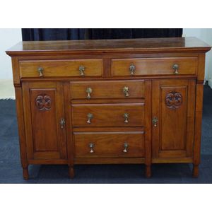 Walnut Sideboard with Carved Doors and Drawers - Cabinets & Cupboards