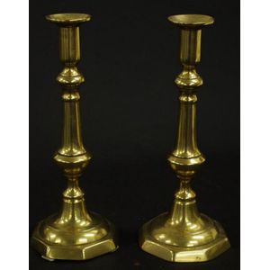 Victorian Brass Candlesticks with Ejector Mechanism (Pair) - Candelabra ...