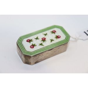 Silver trinket box, sterling silver, the lid enamelled with…