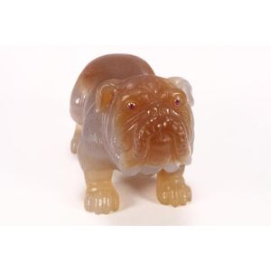 Russian carved agate and ruby bulldog, finely carved, depicted…