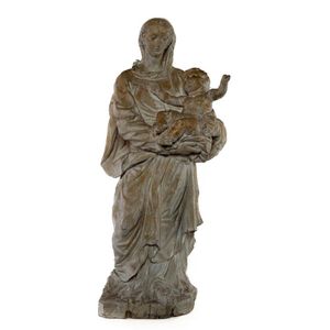 A very rare and beautiful painted gesso and carved limewood…