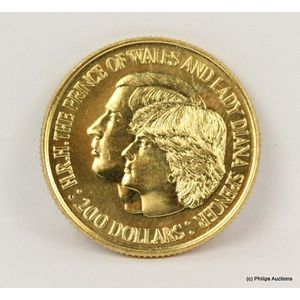 An Australian mint $200 gold coin Royal wedding 1981, 22ct…
