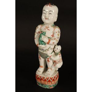 Late Qing Dynasty porcelain figure group with attendant - Ceramics ...