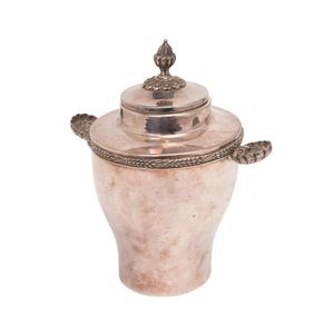 A silver plated caviar cooler and cover, French, circa 1920. 24…