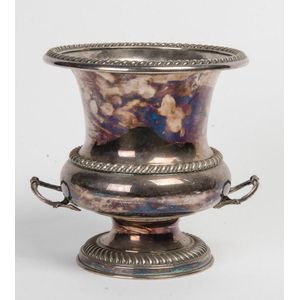 A silver plated twin-handles campagna shaped wine cooler,…