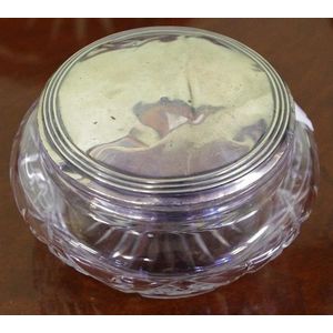 Sterling silver topped trinket box with cut crystal base,…