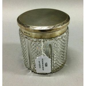 Antique hallmarked sterling silver lidded cut crystal dressing…