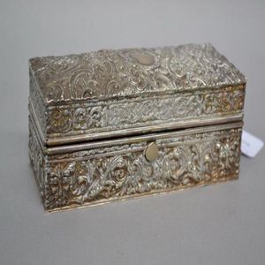 Silver repousse jewellery box & cast metal, with hallmarks to…