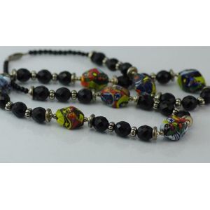 Vintage Murano glass and French jet bead necklace