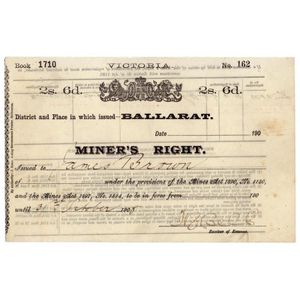 Miner's Right: 2/6 Miner's Rights from Ballarat (3) &…