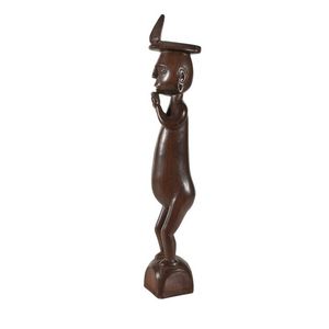 Nias Island ancestral figure. Carved hardwood Adu posed…