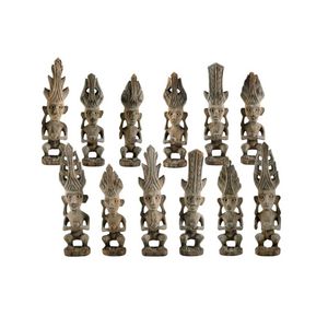 Assembly of Nias ancestral figures. Twelve old carved softwood…