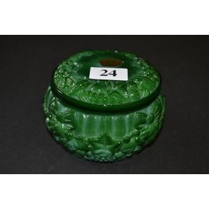Bohemian malachite glass covered box